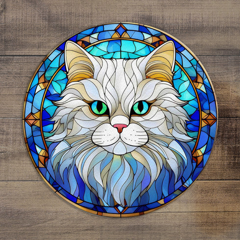 Cat Persian Glass Suncatcher Worktop Saver